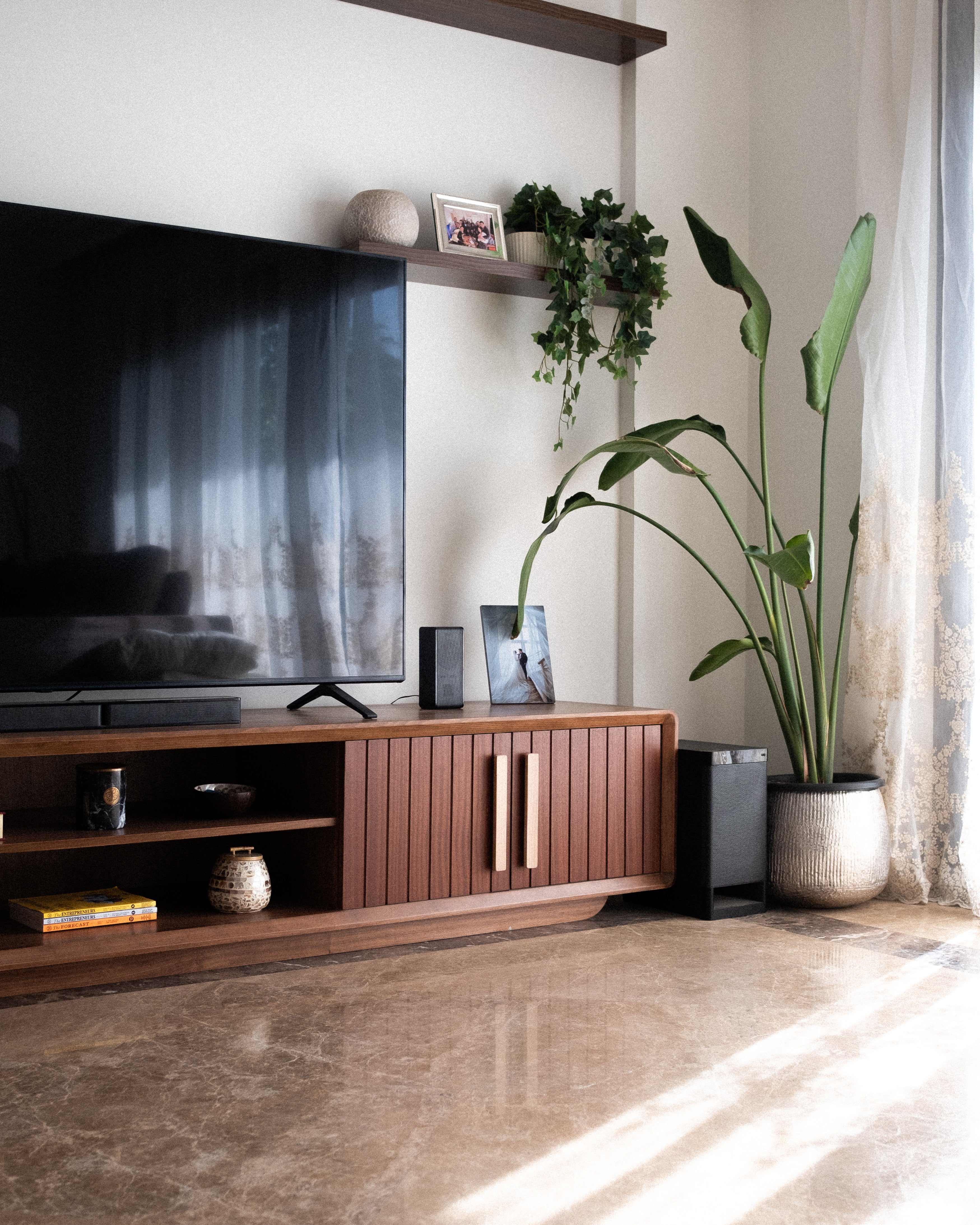 Modern timber deals tv unit